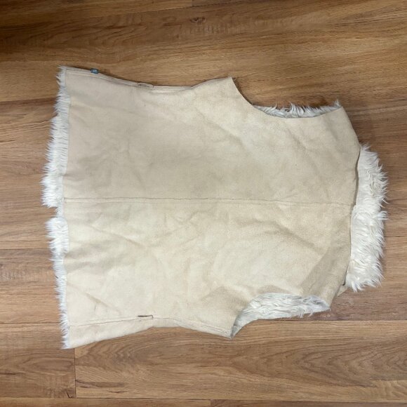 DEPT Boho Faux Fur Vest – Size Small | Tan Suede & Cream Sherpa Western Cowgirl - Picture 5 of 8